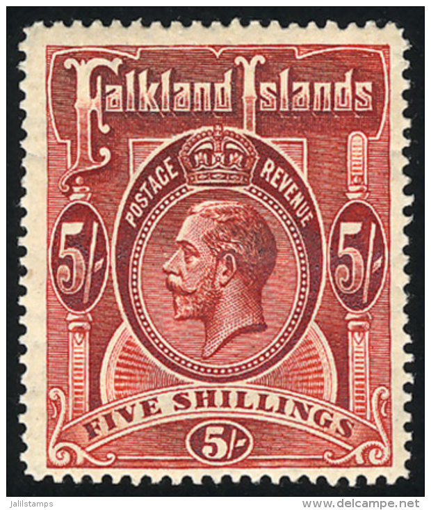 Sc.37, 1912/4 George V 5S., Mint Original Gum, VF Quality, Catalog Value US$120. - Falklandinseln