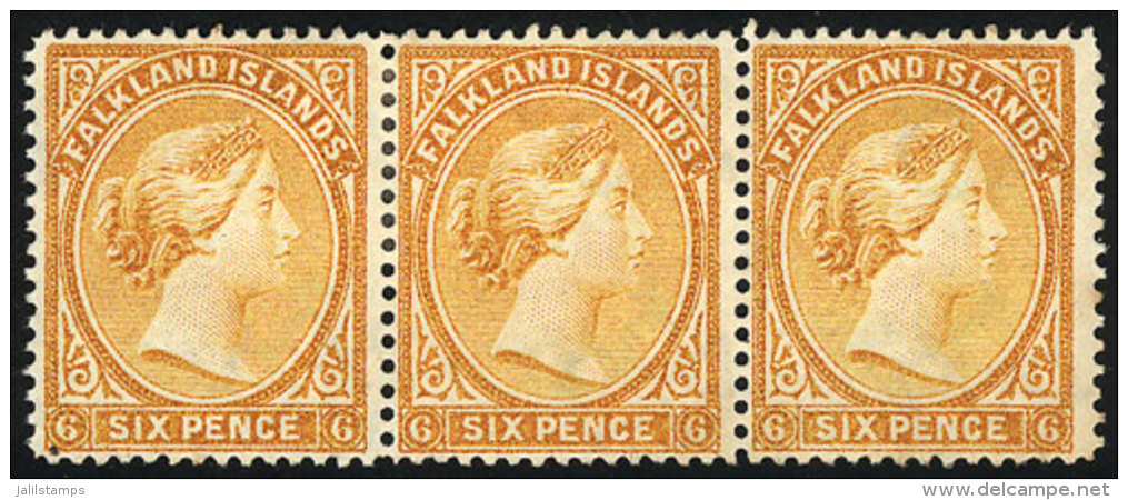 Sc.16, Beautiful Strip Of 3, Mint No Gum, Catalog Value US$157+ - Falklandeilanden