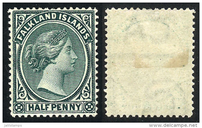 Sc.9, 1891/1902 1p. Green, With Watermark LETTER C, VF Quality! - Falkland