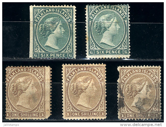 Sc.3: 2 Stamps Mint No Gum, In Different Shades + Sc.4: 2 Mint (1 Without Gum) And 1 Used, All With Minor Defects,... - Falkland