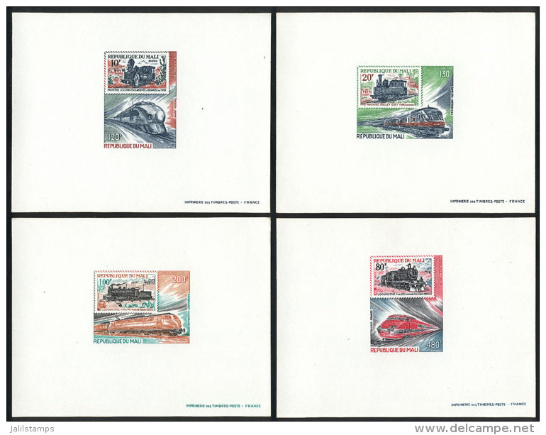 Yv.403/406, 1980 Trains And Engines, Complete Set Of 4 Values, IMPERFORATE DELUXE PROOFS, Excellent Quality! - Mali (1959-...)