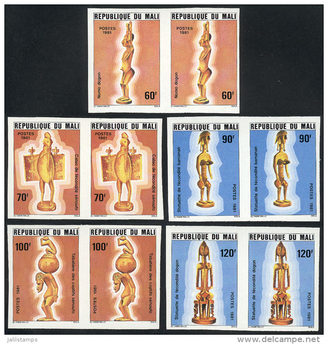 Yvert 403/407, 1981 Art, Complete Set Of 5 Values, IMPERFORATE PAIRS, VF Quality! - Mali (1959-...)