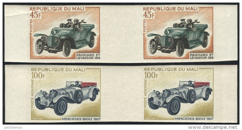 Yvert 114 + 61, 1968 Old Cars, The 2 High Values Of The Set, IMPERFORATE GUTTER PAIRS, The 45Fr. Value With Minor... - Mali (1959-...)