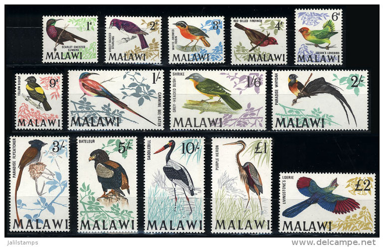 Sc.95/109, 1968 Birds, Cmpl. Set Of 14 Values, MNH, VF Quality, Catalog Value US$80. - Malawi (1964-...)