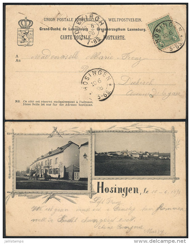 Postcard (view Of Hosingen) Franked With 5c. And Sent From HOSINGEN To DIEKIRCH On 10/JUN/1898, Very Fine Quality! - Andere & Zonder Classificatie