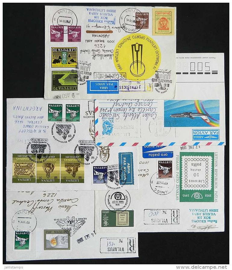 9 Modern Covers Sent To Argentina, With Interesting Postages And Overprints Of The First Years After The... - Lituanie