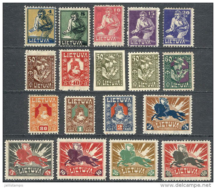 Sc.97/113, 1921/2, Complete Set Of 17 Values + 50sk. Imperforate, VF Quality! - Lithuania