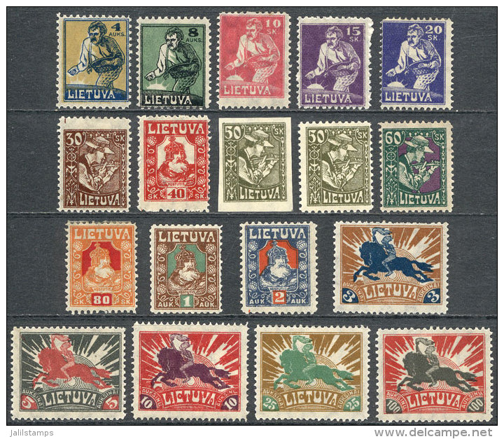 Sc.97/113, 1921/2, Complete Set Of 17 Values + 50sk. Imperforate, VF Quality! - Litauen