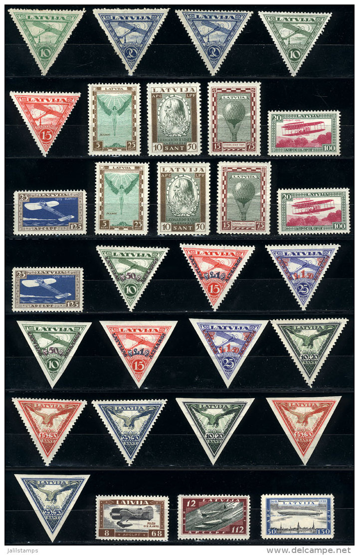 Lot Of Airmail Sets, Most MNH But With Lightly Aged Gum, Fine General Quality, Catalog Value US$700+ - Lettonie