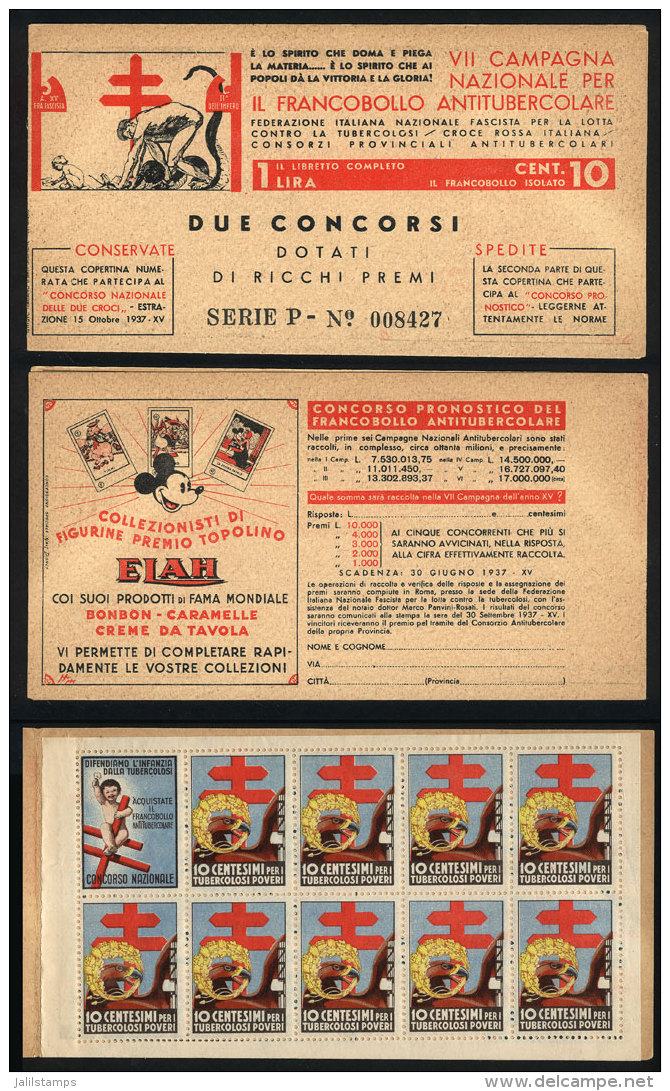 Booklet Of Anti-TB Cinderellas Of 1937, With Advertising: DISNEY, Trains, Food, VF Quality! - Ohne Zuordnung