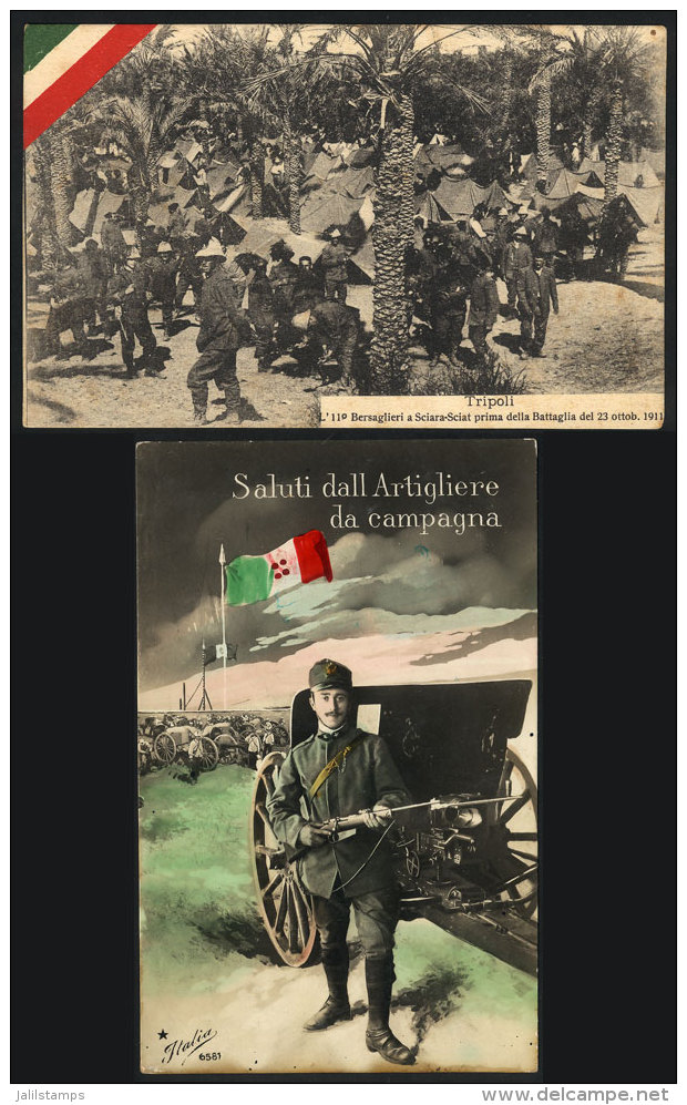 World War I: 2 Old Patriotic Postcards, Views Of Soldiers, Bersaglieri, Fine Quality - Andere & Zonder Classificatie