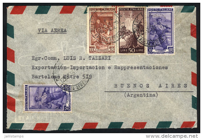 Airmail Cover Sent To Argentina On 23/FE/1951 Franked With 190L., Combining Stamps Of The "Democratica" And... - Non Classés