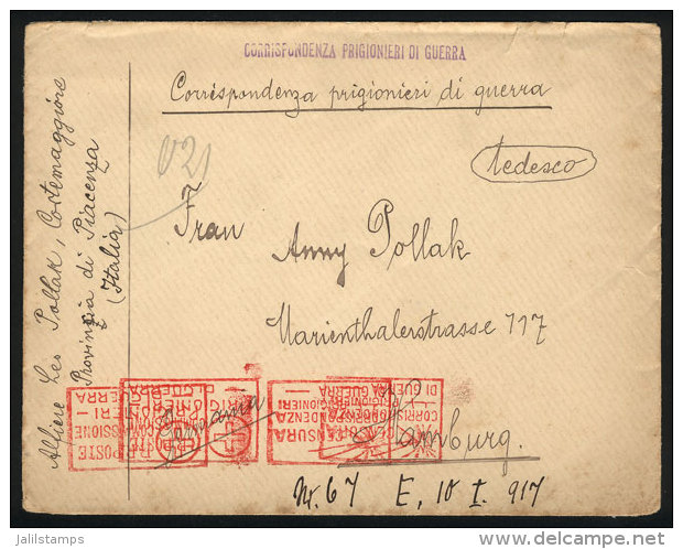 Cover Sent From Cortemaggionre To Hamburg On 10/JA/1917 By A German PRISONER OF WAR, With Free Frank And Special... - Ohne Zuordnung