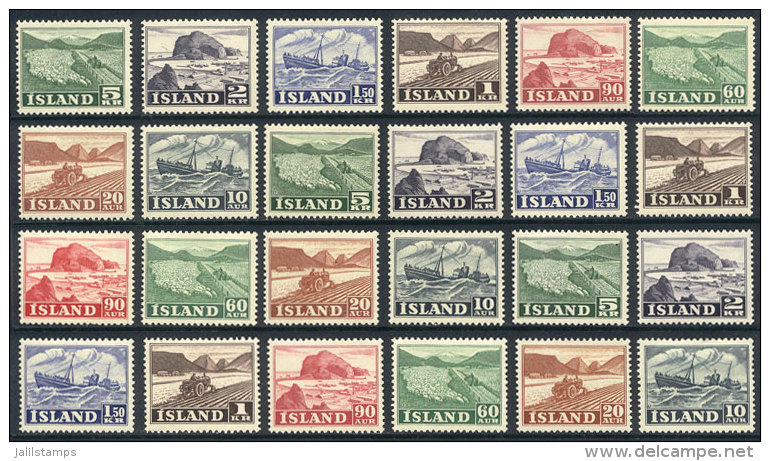 Sc.258/9 + 261 + 263/4 + 266/8, 1950 Definitives, The 8 Values Issued That Year (other 4 Were Issued Later), 3 Sets... - Autres & Non Classés