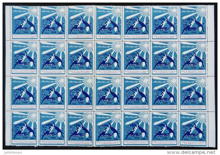 FIGHT AGAINST TUBERCULOSIS: 1966 Issue, Large Block Of 28 Cinderellas, MNH, Excellent Quality! - Iran