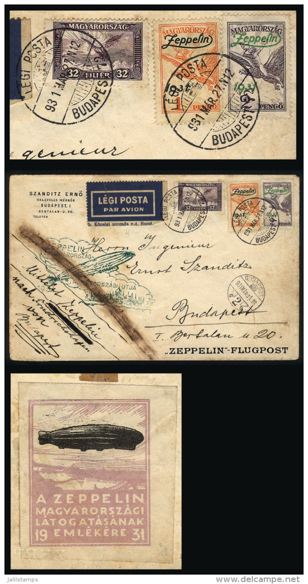 Cover Flown By ZEPPELIN, Posted On 27/MAR/1931, With Special Handstamp Of The Flight And Interesting Cinderella On... - Sonstige & Ohne Zuordnung