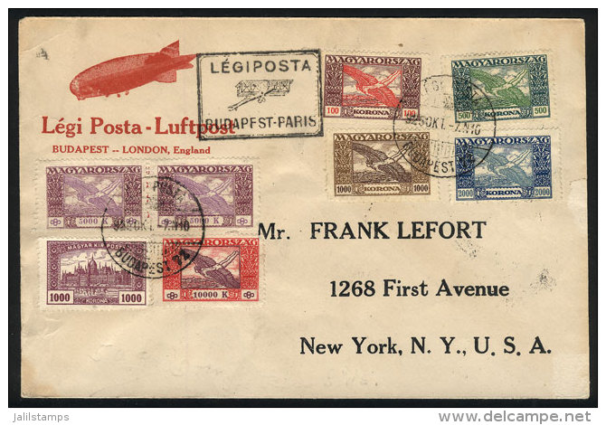 Cover With Very Nice Postage Sent From Budapest To New York On 7/OC/1925, With Mark Of FIRST FLIGHT Budapest -... - Autres & Non Classés