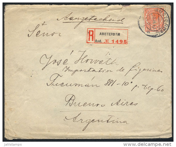 Registered Cover Sent To Argentina, Franked By Sc.186 ALONE, Fine Quality! - Lettres & Documents