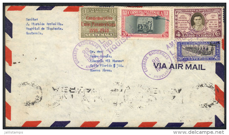 Cover Sent To Argentina On 20/SE/1940, Postmarked "AMBULANTE - LINEA - RIO BRAVO - TIQUISATE", Excellent! - Guatemala