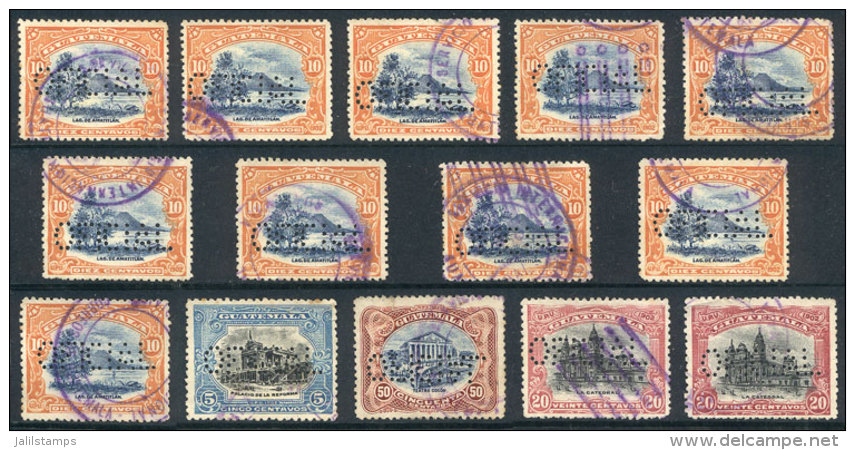 Lot Of Stamps Punched "OFICIAL", Very Fine General Quality, Nice Cancels! - Guatemala