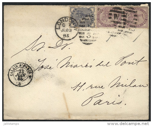 Cover Franked With 2&frac12;p. And Sent From London To Paris On 23/JUN/1885, VF Quality! - Autres & Non Classés