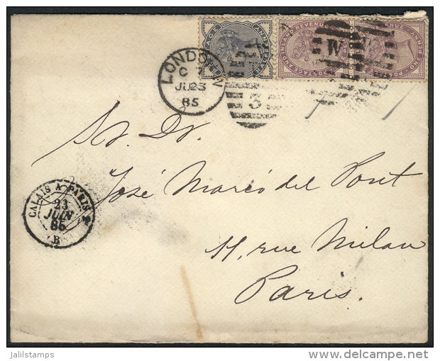 Cover Franked With 2&frac12;p. And Sent From London To Paris On 23/JUN/1885, VF Quality! - Sonstige & Ohne Zuordnung