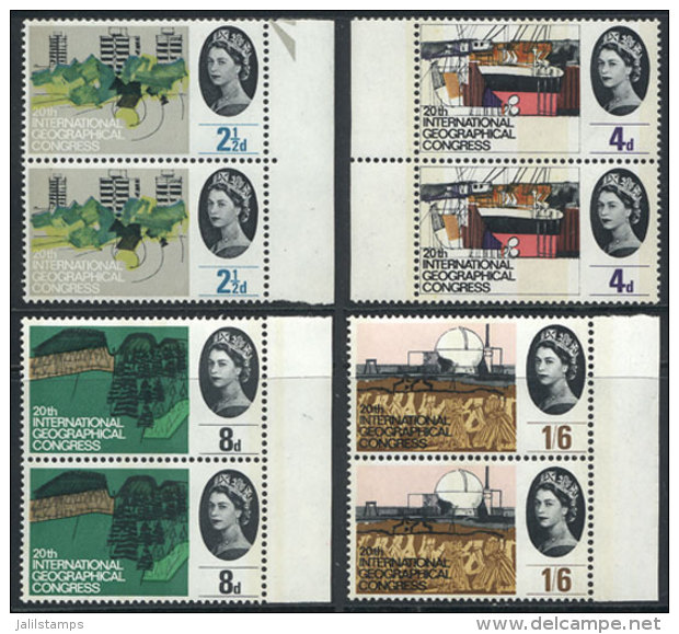 Sc.410p/413p, 1964 Geographical Congress, Complete Set Of 4 Values With Phosphor Bands, Pairs Of Excellent Quality! - Sonstige & Ohne Zuordnung