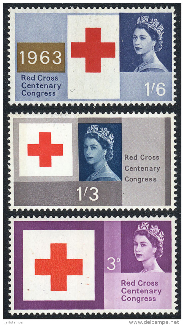 Sc.398p/400p, 1963 Red Cross, Complete Set Of 3 Values WITH PHOSPHOR BANDS, Unmounted, Excellent Quality! - Autres & Non Classés