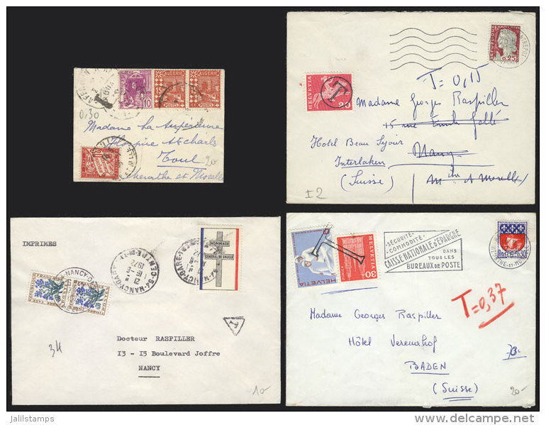 4 Covers Used Between 1936 And 1972, All WITH POSTAGE DUES: From Argelia To Toul (in 1936) With Dues For 30c., One... - Andere & Zonder Classificatie