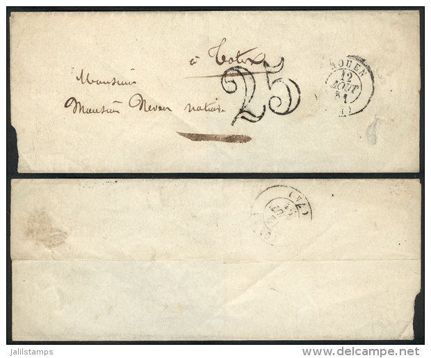 Folded Cover Sent From Rouen To Totes On 12/AU/1851, VF Quality! - Andere & Zonder Classificatie