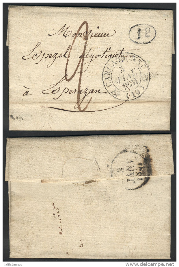 Entire Letter Sent From Carcassone To Esperazan On 2/JA/1831, Interesting Postal Marks On Front And Reverse, VF... - Autres & Non Classés