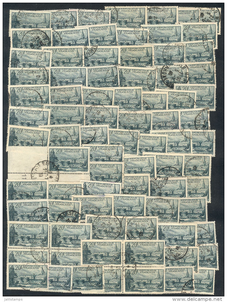 Yvert 394, 1938 Port Of St. Malo, 145 Very Good Used Stamps (including 3 Blocks Of 4), Catalog Value Euros 3,045... - Autres & Non Classés