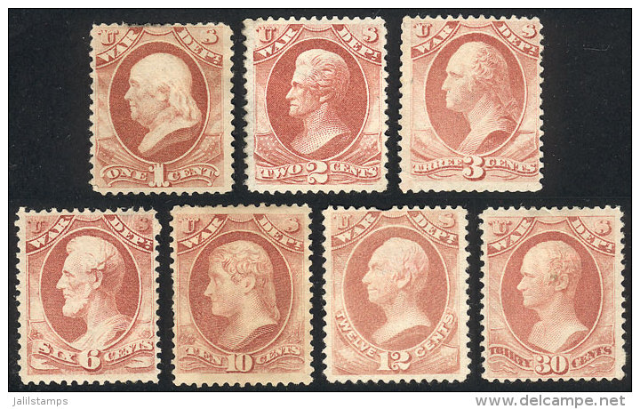 Sc.O114/O120, War Dept., Cmpl. Set Of 7 Values, Mint No Gum, Fine Quality, Catalog Value US$150. - Dienstmarken