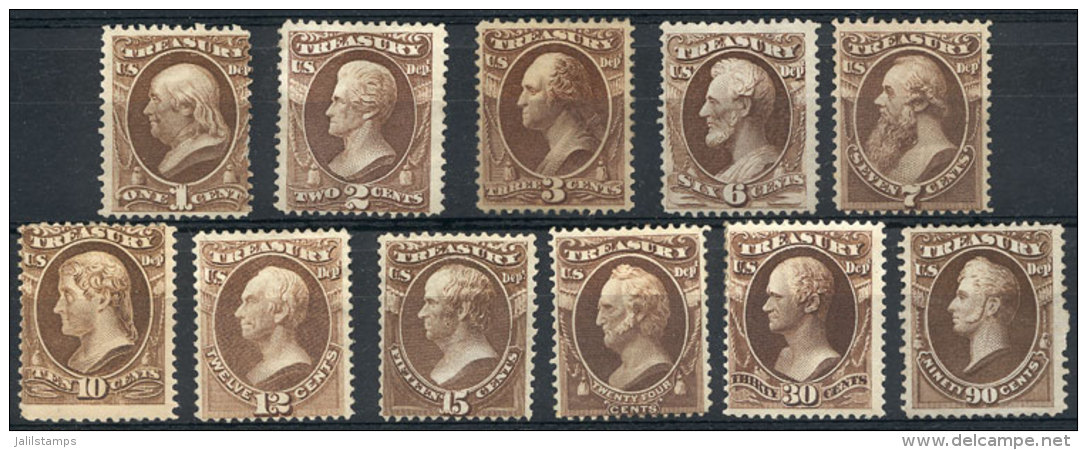 Sc.O72/O82, Treasury Dept., Cmpl. Set Of 11 Values, Mint No Gum, VF Quality, Catalog Value US$1,130. - Dienstmarken