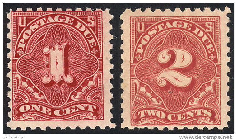 Sc.J52 + J53a, 1014 1c. Carmine Lake And 2c. Light Rose, Both With Letters Watermark And Perf 10, MNH, Excellent... - Portomarken