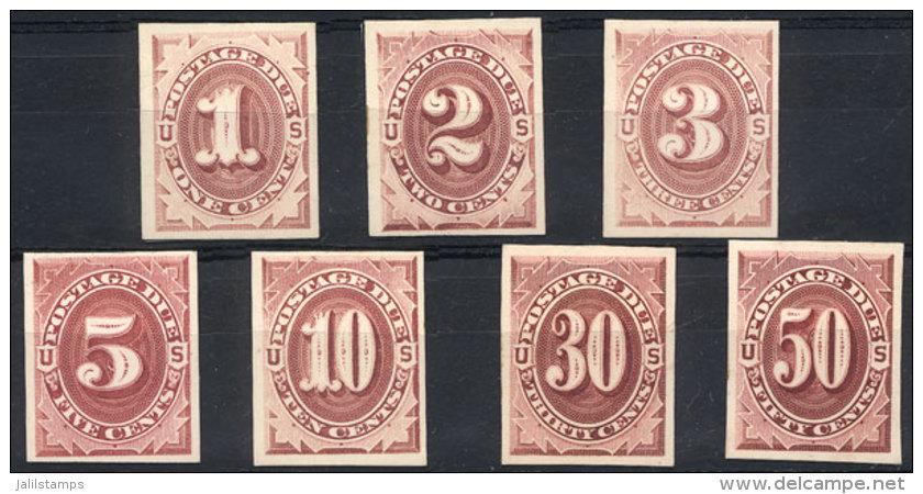 Sc.J22/J28, 1891 Complete Set Of 7 Values, PROOFS Printed On Card, VF Quality! - Taxe Sur Le Port