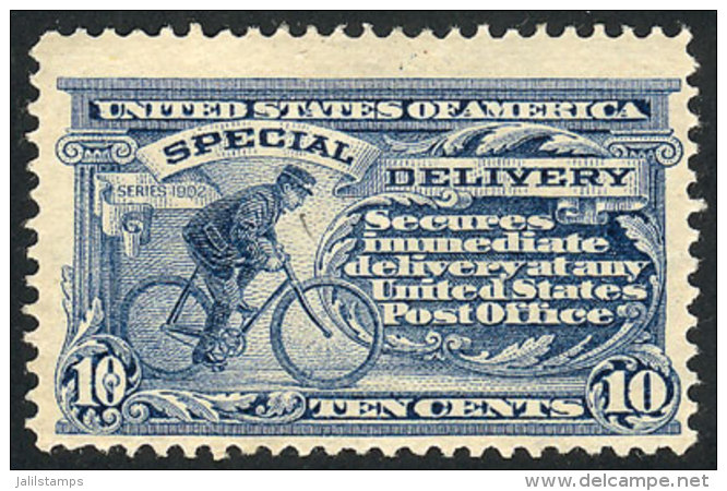 Sc.E6, 1902 10c. Ultramarine, Double Line Watermark, VF Quality, Catalog Value US$230. - Expres & Aangetekend