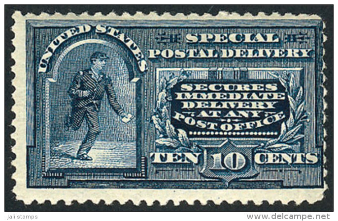 Sc.E4, 1894 10c. Blue, Unwatermarked, Mint, With Defects Visible On Back (crease And Thin), Good Front, Catalog... - Expres & Aangetekend