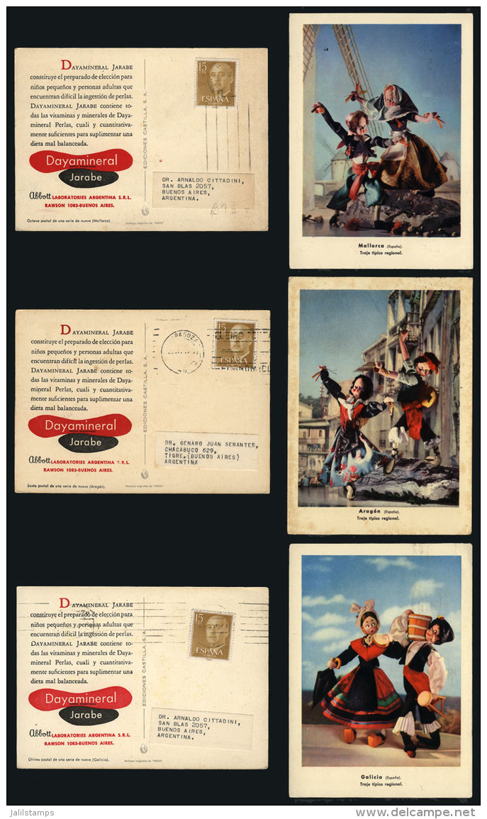 3 Postcards With Printed Advertising Of MEDICINE, Sent To Argentina, VF Quality! - Autres & Non Classés