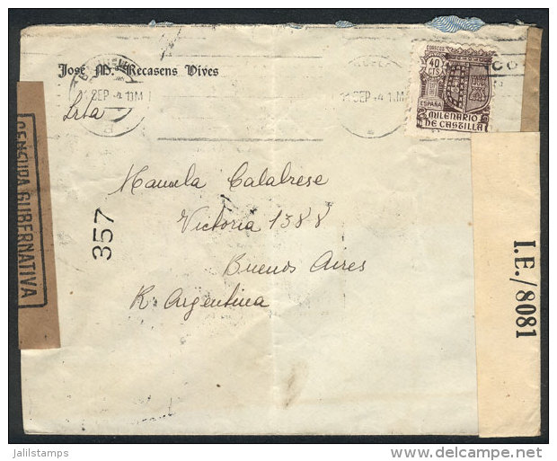 Cover Franked With 40c. And Sent To Argentina On 21/SE/1941, With Spanish And British Censors, VF! - Andere & Zonder Classificatie