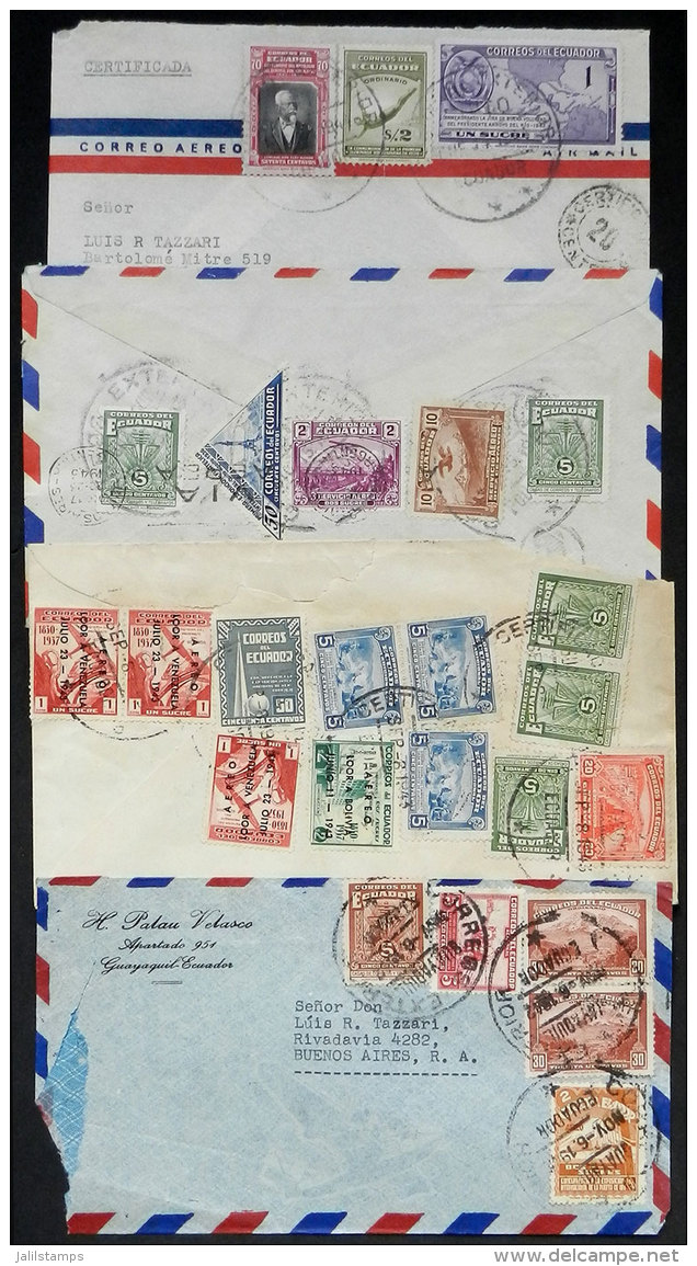 8 Covers With Nice Postages Sent To Argentina In The 1940s! - Equateur