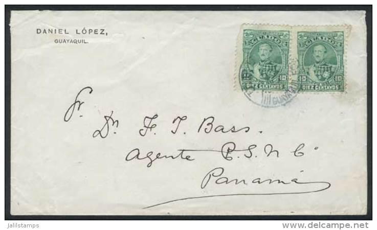 Cover Franked With 10c. Pair (Sc.26), Sent From Guayaquil To Panamá On 20/AUG/1892, With Arrival Backstamp... - Ecuador