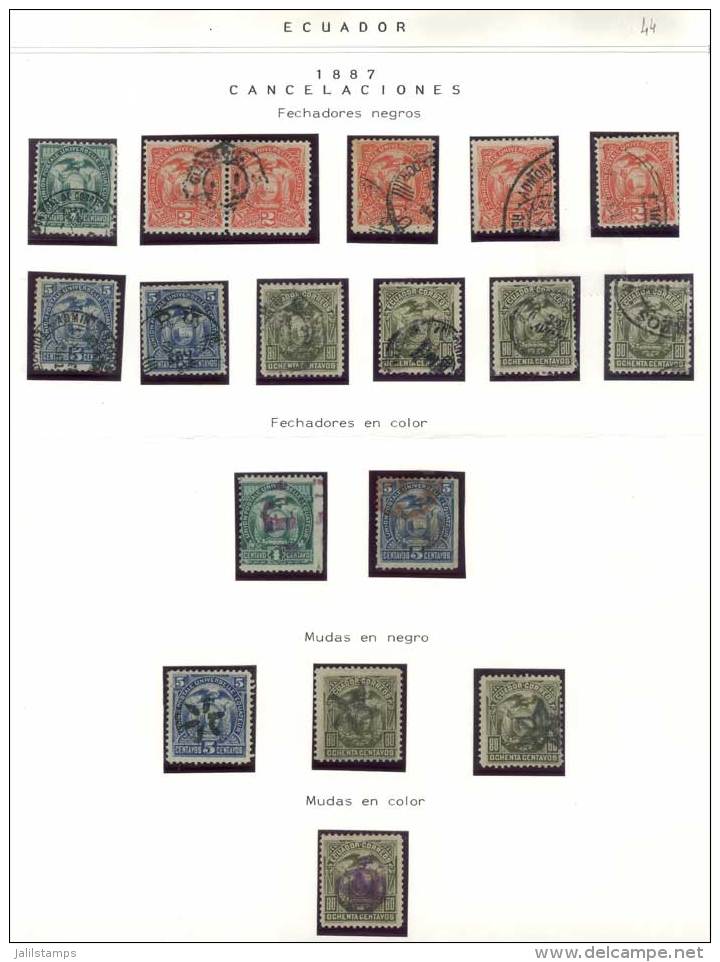 Sc.19/22, Sheet With 18 Examples With Various Cancels, VF Quality! - Equateur
