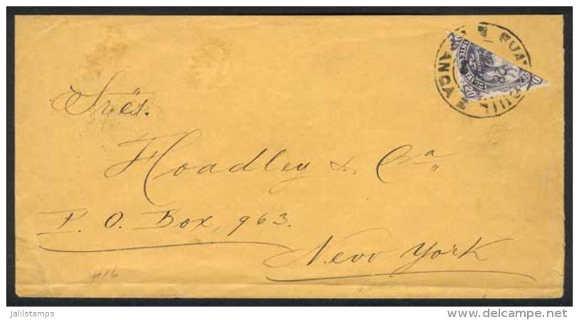 Cover Franked With BISECT 20c. (Sc.16), Sent From Guayaquil To New York On 28/MAR/1883, With Arrival Backstamp,... - Ecuador