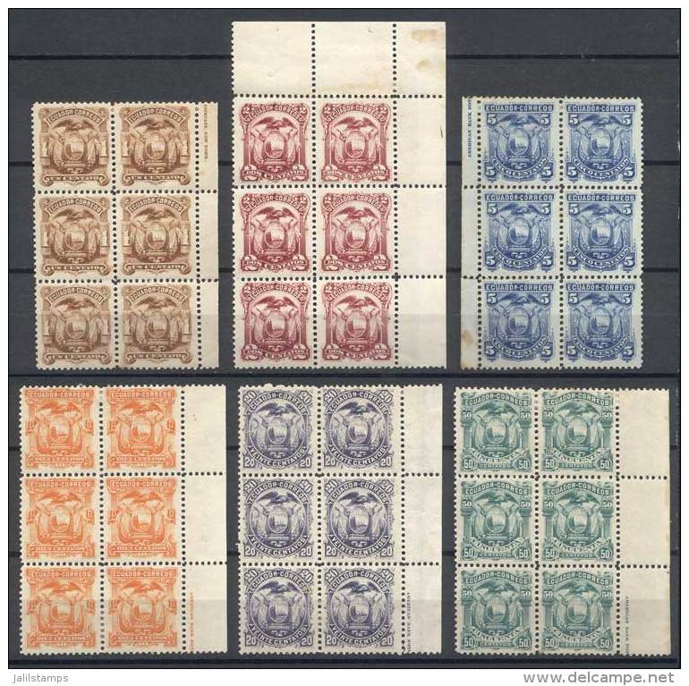 Sc.12/17, Complete Set In BLOCKS OF 6, Mint With Original Gum (5c. Without Gum), Excellent Quality! - Ecuador