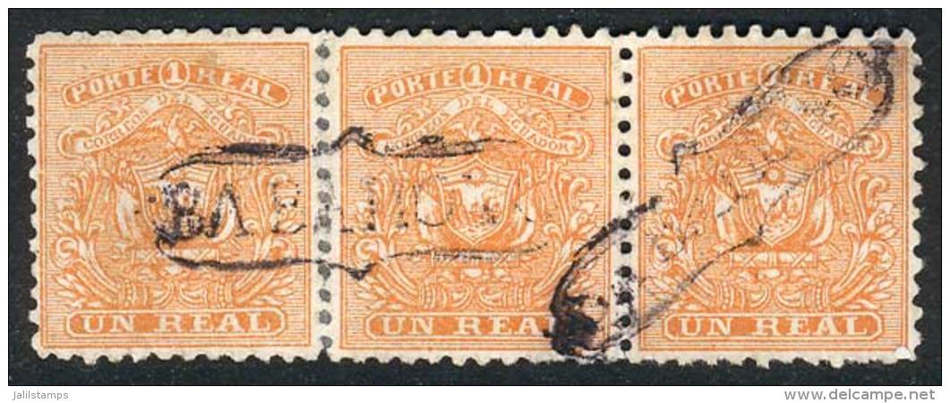 Sc.10, Used Strip Of 3 Cancelled BABAHOYO, VF. The Perforation Of The Left Stamp Is Almost Broken And Reinforced... - Equateur