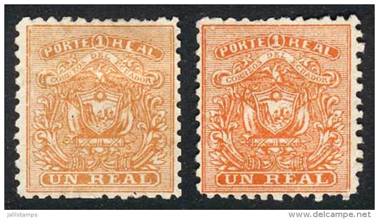 Sc.10, 2 Examples Of 1 Real, Orange And Orange-red Colors, VF! - Ecuador