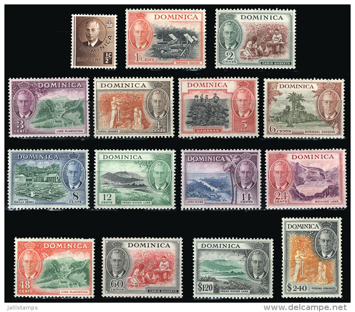 Sc.122/136, 1951 George V And Landscapes, Cmpl. Set Of 15 Values, Mint Lightly Hinged, VF Quality (the 8c. Value... - Dominique (1978-...)