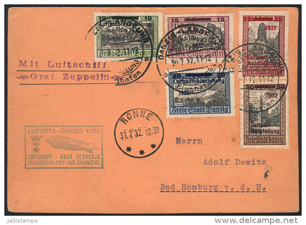 Card Franked With The Set Sc.C31/35, Flown By ZEPPELIN On 31/JUL/1932, Very Fine Quality! - Sonstige & Ohne Zuordnung