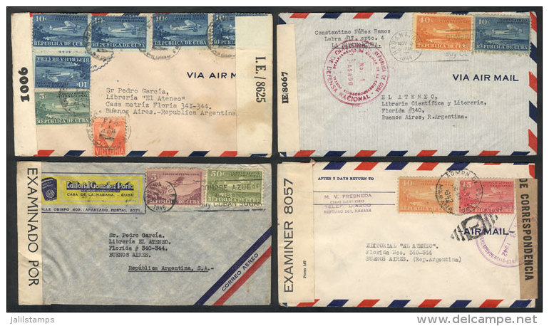 12 Airmail Covers Sent To Argentina Between 1942 And 1945, All Censored, Very Good Postages, Excellent Quality! - Andere & Zonder Classificatie